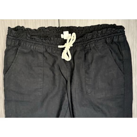 Roxy Women’s Black Linen Blend Wide Leg Pants Size XL Lightweight Breathable - Picture 2 of 6
